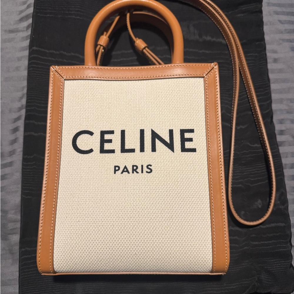 Celine Tan and Cream Tote Bag
